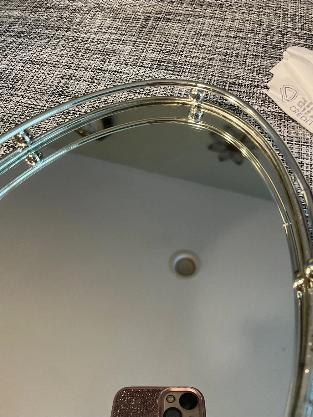 Silver Accent Oval Vanity Tray - Mirror Finish